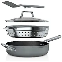 Frigideira Antiaderente 4L Multifuncional com Tampa de Vidro suporta até 260 graus com NINJA CW102GY, Cinza