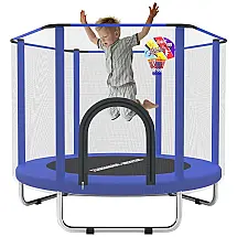 Cama Elastica Infantil com Diâmetro e Rede de Segurança para até 100 kg, FASHIONSPORT OUTFITTERS, Azul