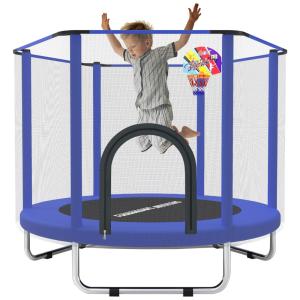 Cama Elastica Infantil com Diâmetro e Rede de Segurança para até 100 kg, FASHIONSPORT OUTFITTERS, Azul