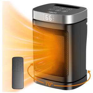 Aquecedor Elétrico Portátil JIBUFI 1500W com Rotação de 70°, Controle Remoto e Aquecimento Rápido e Seguro