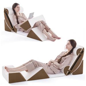 Conjunto de 7 Peças de Travesseiros Ortopédicos em Cunha para Cama, Alívio de Dor e Refluxo, Apoio Ajustável para Costas, Negwoo, Marrom