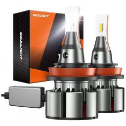 Kit Xenon Lâmpadas LED Branca 15000 Lumens 6000K, H11, H8, H9, 2 Peças, SEALIGHT, Cinza