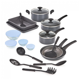 Conjunto de Panelas Antiaderentes e Utensílios, 21 Peças, BELLA 17251, Preto