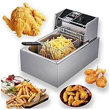 Fritadeira Elétrica Profissional 6L em Aço Inoxidável, 2500W 110V, Prata