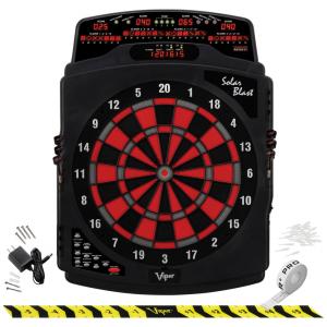 Jogo De Dardos Eletrônico Solar Blast, Tamanho Deluxe, 55+ Jogos, Display LED, Alvo de Nylon Durável, 16 jogadores, Pontas Macias, Viper.