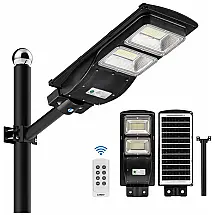 Luminária Solar Externa 6000 Lúmens com Controle Remoto e Sensor de Movimento, 1 Unidade, LANGY 200 Watts, Preto