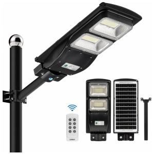 Luminária Solar Externa 6000 Lúmens com Controle Remoto e Sensor de Movimento, 1 Unidade, LANGY 200 Watts, Preto