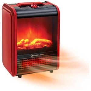 Comfort Zone CZFP1 Aquecedor Elétrico com Chama Realista, 1200W, 110V, Vermelho