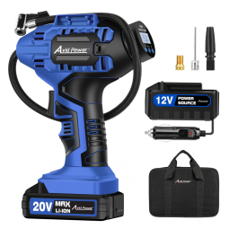 Compressor de Ar Portátil 100 PSI Recarregável com Tela LED e Bateria de Íon de Lítio, 20V, Avid Power, Azul