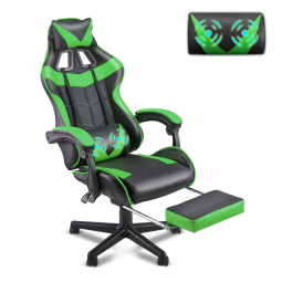 Cadeira Gamer Ergonômica Reclinável e Giratória com Apoio Lombar e Cabeça, SOONTRANS, Verde