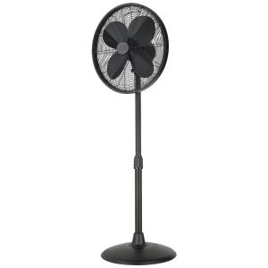 Ventilador Pedestal Retro Oscilante em Metal com 3 Velocidades, 110V 50W, Good Housekeeping, Preto Matte