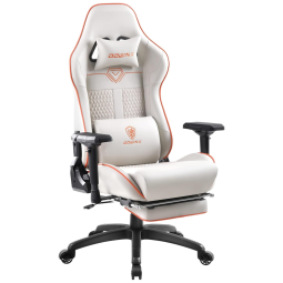 Cadeira de Jogos,Cadeira de Computador com Encosto Alto com Apoio Para os Pés, Dowinx (Branca)