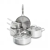 Jogo de Panelas GreenPan Valencia Pro 9 Peças Aço Inox Tri-ply Espelho Indução