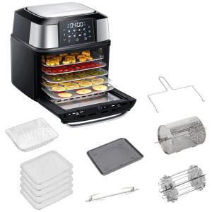 Desidratador de Alimentos Profissional AirFryer 5Trays 32 204C 1800W, GOWISE USA GW66100, Preto