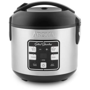 Panela de Arroz Elétrica 4 Copos com Painel Digital, Aço Inox, 110v, AROMA HOUSEWARES ARC 914SBDS, Cinza