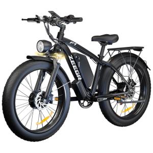Bicicleta Elétrica ZEEGR 2000W para Adultos, Motor Duplo, Bateria 48V 22,4Ah, 96 km Autonomia, Pneus 26x4.0, Freio Hidráulico, Suspensão