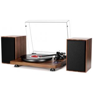 Sistema HiFi de Toca-discos Bluetooth com Alto-falantes de Estante de 36 Watts, Toca-discos de Vinil com Design Patenteado, DIGITNOW,