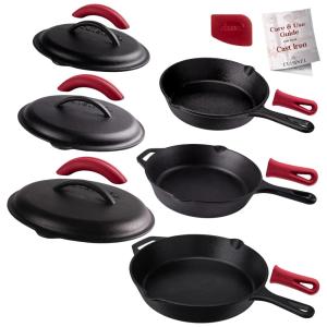 Panela de Ferro Fundido 4L Pré Temperada, com Alça de Silicone, CUISINEL, Preto