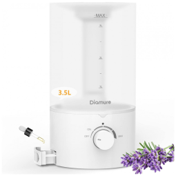 Umidificador Ultrassônico Portátil 3.5L até 30H, Área até 25 m2, 110v, DIAMURE, Branco