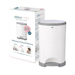 Lixeira para Fraldas, Mãos Livres, Pratica para Trocas, Sem Odores, Diaper Dekor, Branca e Cinza