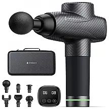 TaoTronics Massageador Pistola Elétrico Profissional Sem Fio 6 Acessórios 10 Velocidades Ultra Silencioso