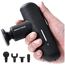Massageador Pistola Elétrico Profissional Sem Fio 4 Acessórios e 4 Velocidades, KIGASSENZIO, Preto