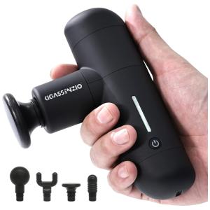 Massageador Pistola Elétrico Profissional Sem Fio 4 Acessórios e 4 Velocidades, KIGASSENZIO, Preto