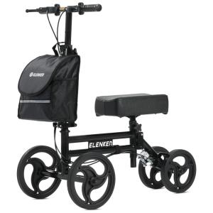 ELENKER Knee Scooter with Basket Dual Braking System for Ankle and Foot Injured Green