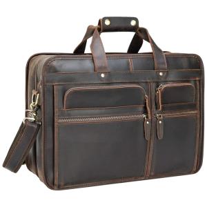 Bolsa, Maleta de Couro Masculina para Laptop, POLARE 369, Marrom