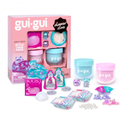 Kit Deluxe Gui Gui com 2 Slimes Iridescentes e Perfumadas, 5 Passos para Personalizar seu Slime GlowUp, Recipiente Lacrável e Reutilizável