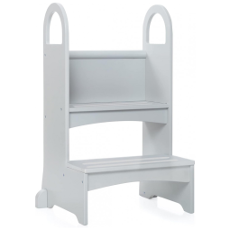 Banqueta Dois Degraus Guidecraft High-Rise Step-Up Cinza Madeira Bétula com Pegadores e Degraus Antiderrapantes