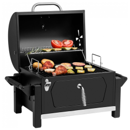 Churrasqueira a Carvão com Duas Alças Laterais, Abridor de Garrafas e Porta Traseira, Royal Gourmet CD1519, Preta