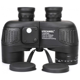 Binóculos Marinho 10x50 para Adultos à Prova dágua com Bússola Telêmetro e Lente à Prova de Nevoeiro, USCAMEL, Preto