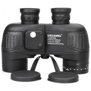 Binóculos Marinho 10x50 para Adultos à Prova dágua com Bússola Telêmetro e Lente à Prova de Nevoeiro, USCAMEL, Preto
