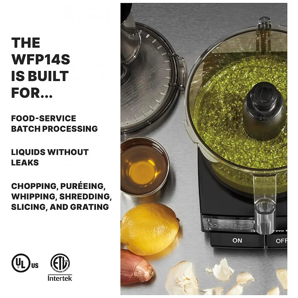 Processador de Alimentos Profissional 3,3L com Mais de 20 Opções de Processamento e Plugue de 5 a 15 Fases, 110V 720W, Waring WFP14S, Preto — foto 2
