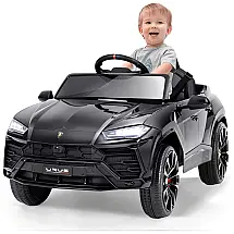 Carro Elétrico Infantil a Bateria 12V Recarregável com Controle Remoto, USB. AUX e MP3, Kimbosmart, Preto