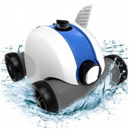 Robô Limpador de Piscina sem Fio com Bateria até 90 minutos e Recarregável, PAXCESS HJ1103, Branco e Azul