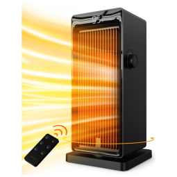 Aquecedor Elétrico com Controle Remoto, Temporizador e Tela LCD, 1500W 110V, SANVINDER, Preto