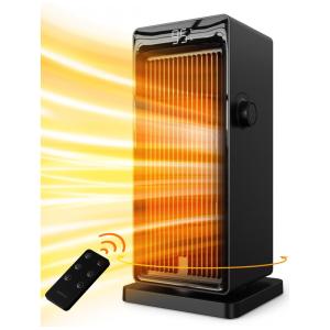 Aquecedor Elétrico com Controle Remoto, Temporizador e Tela LCD, 1500W 110V, SANVINDER, Preto