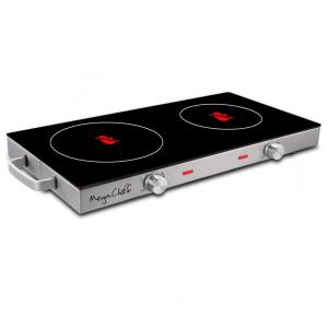Cooktop Elétrico de Infravermelho Portátil com Queimador Duplo e Compatível com Fogão Elétrico, 110V, MEGACHEF, Preto