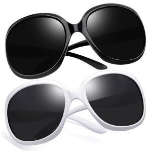 Óculos de Sol Feminino Polarizados com Proteção UV, Joopin D03, 2 Unidades, Preto e Branco Preto