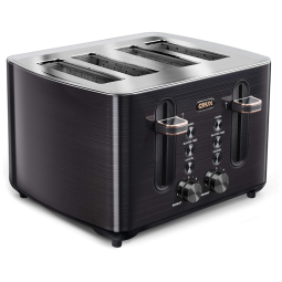 Torradeira de 4 Fatias com 6 Níveis de Tostagem, Aço Inoxidável, 110v, CRUX 14807, Preto