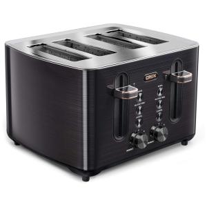 Torradeira de 4 Fatias com 6 Níveis de Tostagem, Aço Inoxidável, 110v, CRUX 14807, Preto