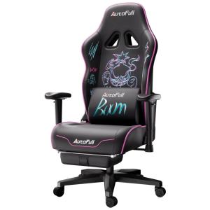 Cadeira Gamer Ergonômica com Apoio para os Pés e Lombar, AutoFull C3, Preta