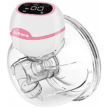 Bomba Tira Leite Única Elétrica Recarregável com Painel Digital 3 Modos e 9 Níveis de Sucção, AIDMOM, Rosa