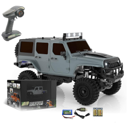 RC Crawler Carrinho de Controle Remoto 4x4 Off Road, com Luzes de LED, Recarregável, PANDA HOBBY, Cinza