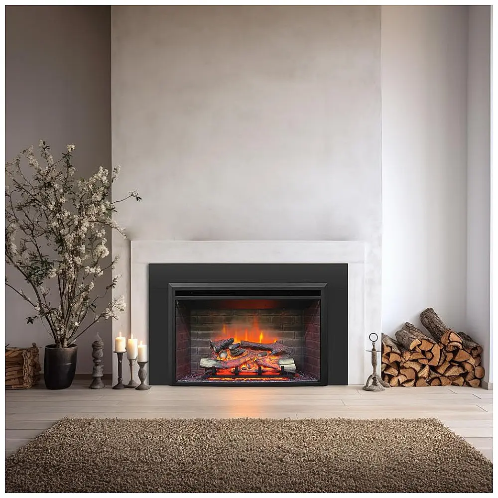Lareira Elétrica PuraFlame Western Preto com Kit de Moldura Tronco em Resina 112cm (L)X68.6 cm (A) 110V — foto 2