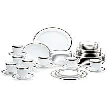 Aparelho de Jantar Completo para 8 Pessoas com 50 Peças, Formato Redondo, Material de Porcelana e Estilo Clássico, Noritake 4360-50C, Branco