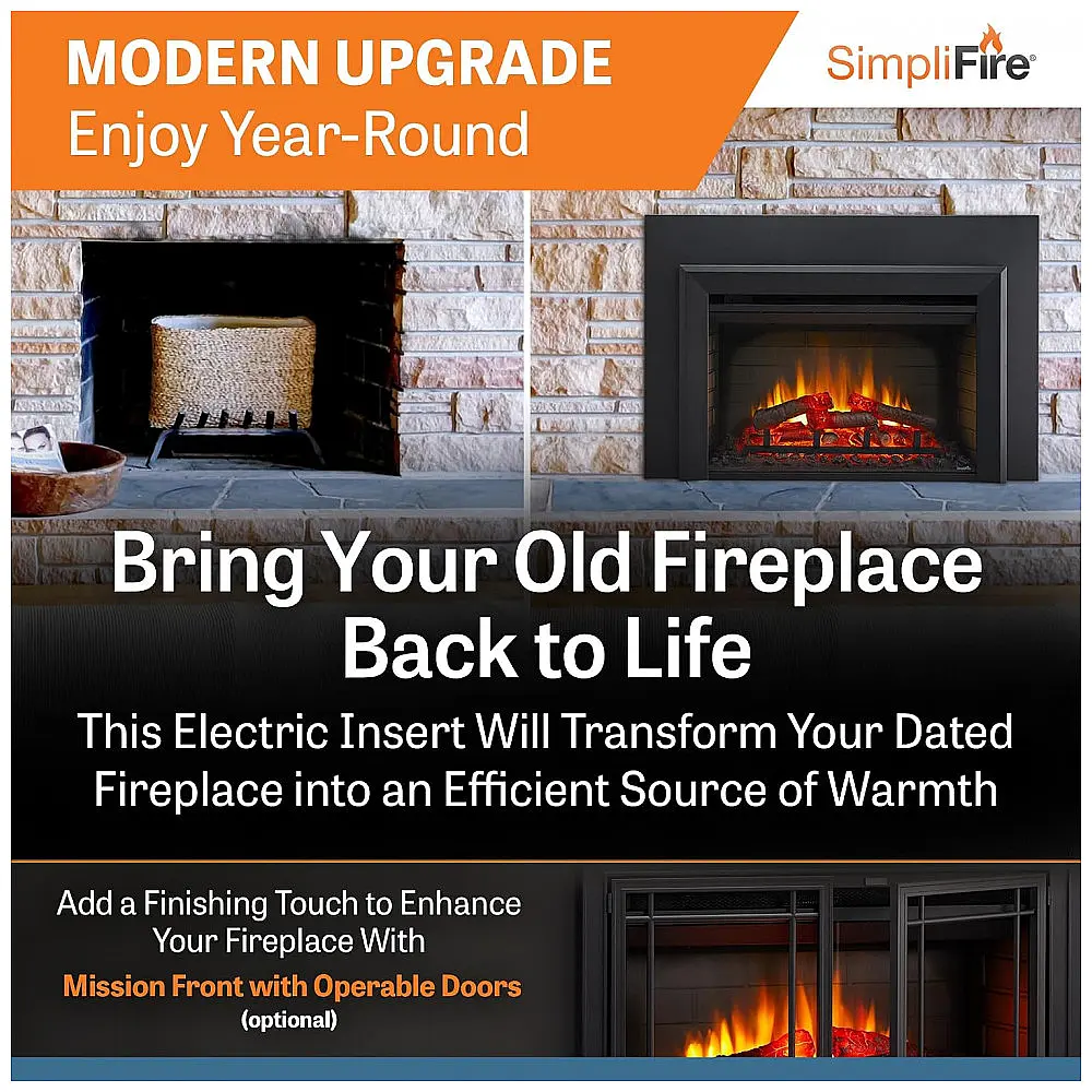 Lareira Elétrica de Embutir A41x63L cm com 4 Níveis de Intensidade de Chama, 110V 5100BTU, SIMPLIFIRE — foto 2