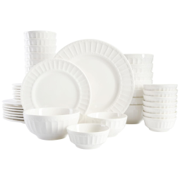 Aparelho de Jantar com 40 Peças em Porcelana, Serve 8 Pessoas, Gibson Home Zen, Branco